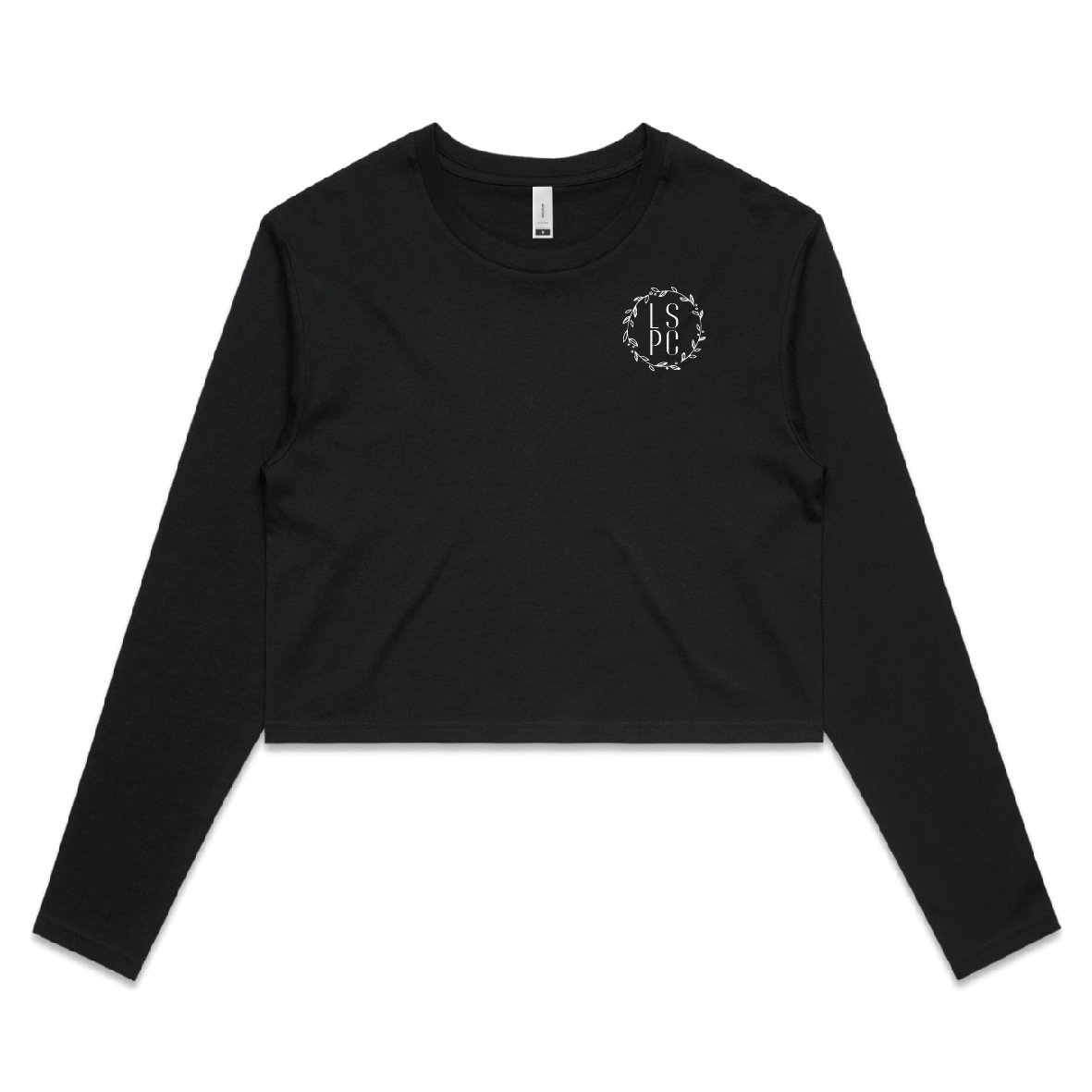 Ladies CROP Flower Long Sleeve Tshirt (Black) LSPCollective Laser