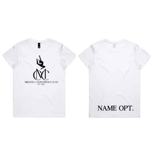 Ladies White Maple Tshirt - Mildura Calisthenics Club