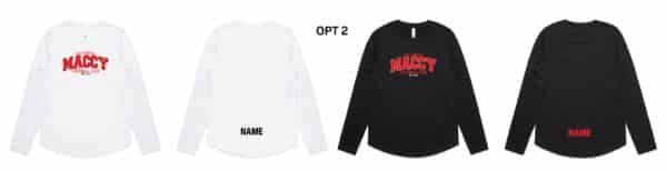 LADIES CURVE LONG SLEEVE T-SHIRT – MACCY FC - Image 3
